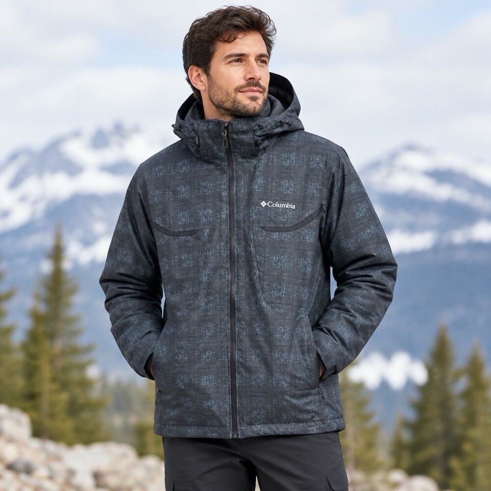 Columbia Interchange Jacket Mens L Black Omni-Heat Insulated Full Zip